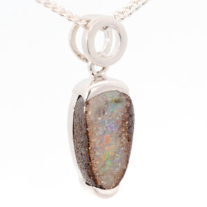 Sterling Silver Blue Green yellow orange Boulder Opal Pendant