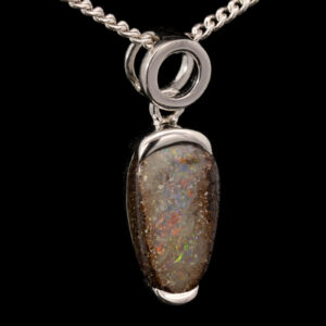 Sterling Silver Blue Green yellow orange Boulder Opal Pendant