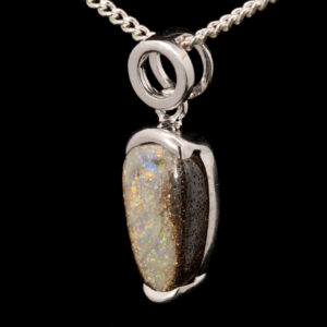 Sterling Silver Blue Green yellow orange Boulder Opal Pendant