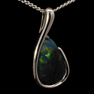 Sterling Silver Blue Green Yellow Orange Black Opal Pendant