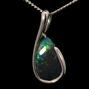 Sterling Silver Blue Green Yellow Orange Black Opal Pendant