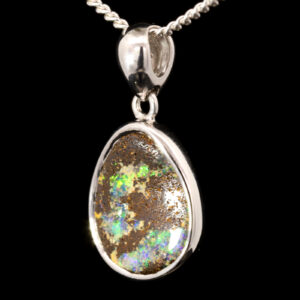 Sterling Silver Blue Green Boulder Opal Pendant