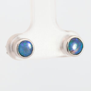 Sterling Silver Blue Green Black Opal Earrings