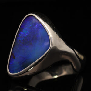 Sterling Silver Blue Purple Boulder Opal Ring