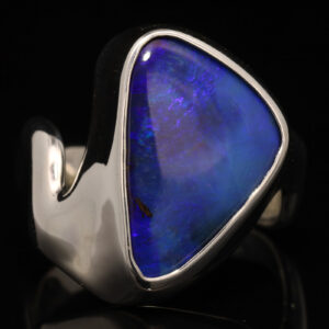 Sterling Silver Blue Purple Boulder Opal Ring