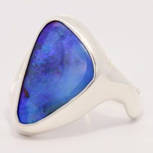 Sterling Silver Blue Purple Boulder Opal Ring