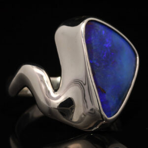 Sterling Silver Blue Purple Boulder Opal Ring