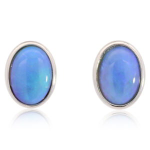 Sterling Silver Blue Green Purple Black Opal Earrings