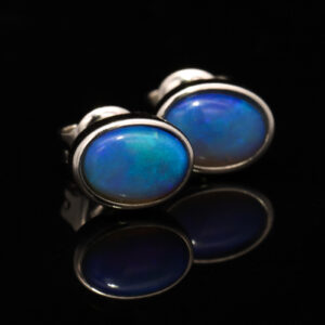 Sterling Silver Blue Green Purple Black Opal Earrings