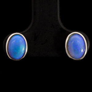 Sterling Silver Blue Green Purple Black Opal Earrings