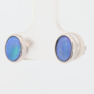 Sterling Silver Blue Green Purple Black Opal Earrings