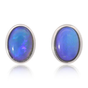 Sterling Silver Blue Green Purple Black Opal Earrings