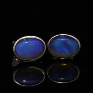 Sterling Silver Blue Green Purple Black Opal Earrings