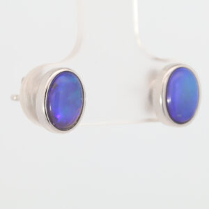 Sterling Silver Blue Green Purple Black Opal Earrings