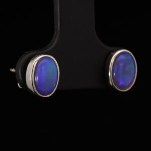 Sterling Silver Blue Green Purple Black Opal Earrings