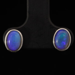 Sterling Silver Blue Green Purple Black Opal Earrings