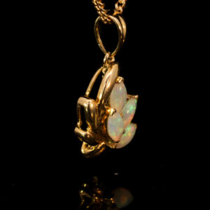 Yellow Gold Blue Green Crystal Opal Pendant