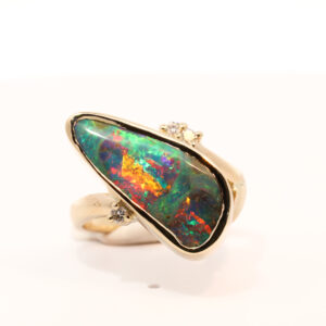 Solid Boulder Opal Ring