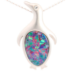 Sterling Silver Blue Green Orange Yellow Red Doublet Opal Pendant