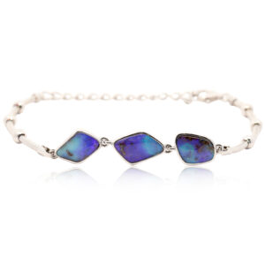 Sterling Silver Blue Green Purple Boulder Opal Bracelet