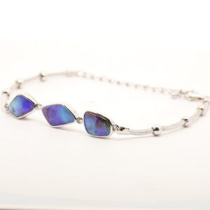 Sterling Silver Blue Green Purple Boulder Opal Bracelet