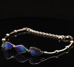 Sterling Silver Blue Green Purple Boulder Opal Bracelet