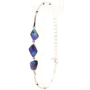 Sterling Silver Blue Green Purple Boulder Opal Bracelet