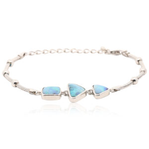 Sterling Silver Blue Green Boulder Opal Bracelet