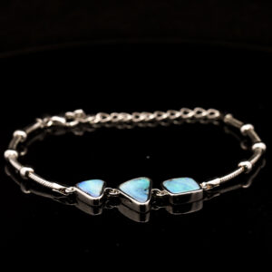 Sterling Silver Blue Green Boulder Opal Bracelet