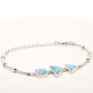 Sterling Silver Blue Green Boulder Opal Bracelet