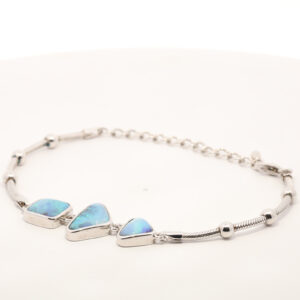 Sterling Silver Blue Green Boulder Opal Bracelet