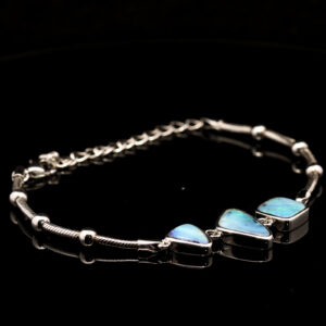 Sterling Silver Blue Green Boulder Opal Bracelet