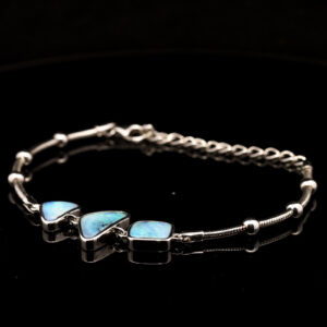 Sterling Silver Blue Green Boulder Opal Bracelet