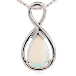 White Gold Blue Green Crystal Opal Pendant