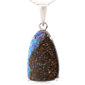 Sterling Silver Blue Green Boulder Opal Pendant