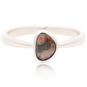 Sterling Silver Green Orange Red Pink Solid Australian Boulder Opal Ring