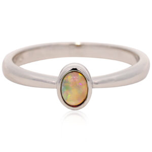 Sterling Silver Green Yellow Orange Solid Australian Crystal Opal Ring