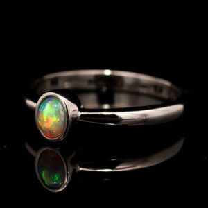 Sterling Silver Green Yellow Orange Crystal Opal Ring