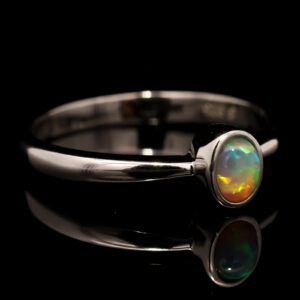 Sterling Silver Green Yellow Orange Crystal Opal Ring