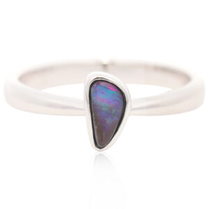 Sterling Silver Blue Green Purple Red Boulder Opal Ring