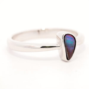 Sterling Silver Blue Green Purple Red Boulder Opal Ring