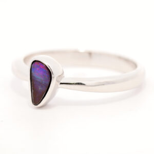 Sterling Silver Blue Green Purple Red Boulder Opal Ring