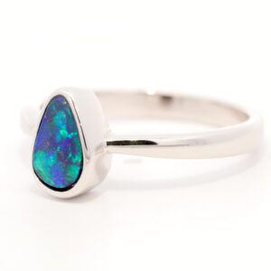 Sterling Silver Blue Green Boulder Opal Ring