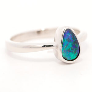 Sterling Silver Blue Green Boulder Opal Ring