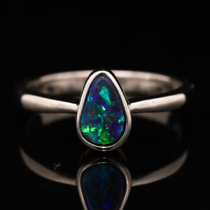 Sterling Silver Blue Green Boulder Opal Ring