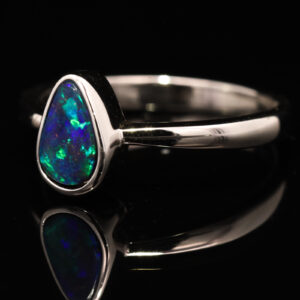 Sterling Silver Blue Green Boulder Opal Ring