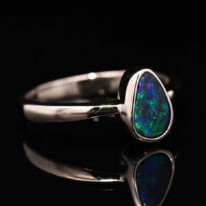 Sterling Silver Blue Green Boulder Opal Ring