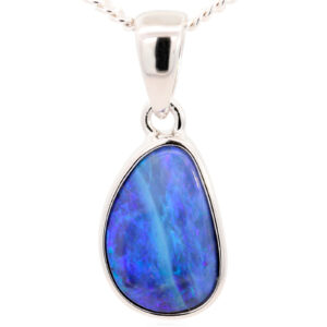 Sterling Silver Blue Purple Boulder Opal Pendant