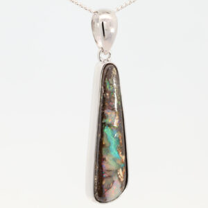 Sterling Silver Blue Green Pink Boulder Opal Pendant