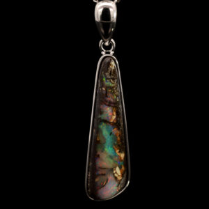 Sterling Silver Blue Green Pink Boulder Opal Pendant